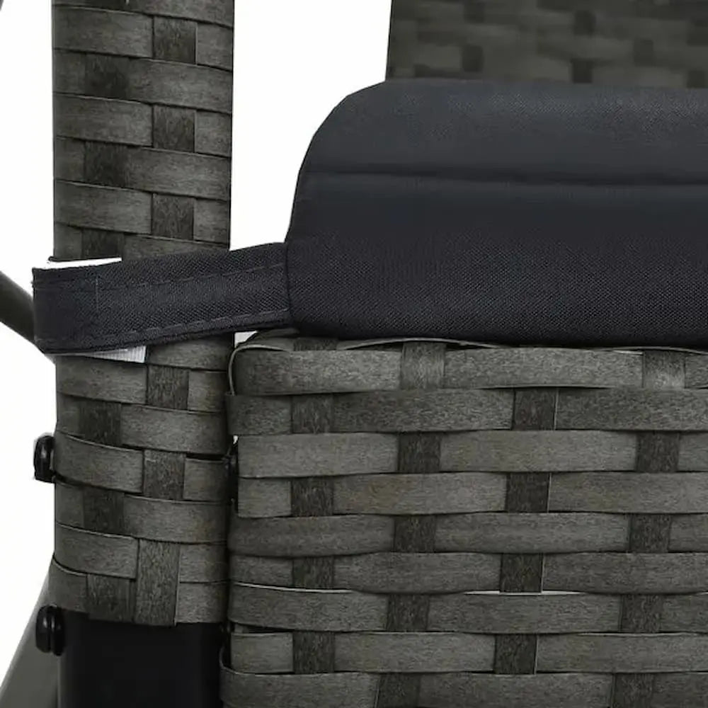 Close View of Cushion of an Anthracite Garden Swing Bench with Canopy on White Background