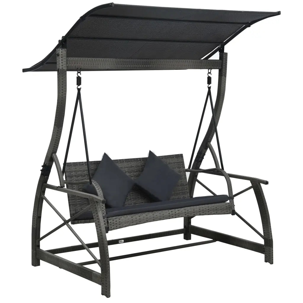 Anthracite Garden Swing Bench with Canopy on White Background