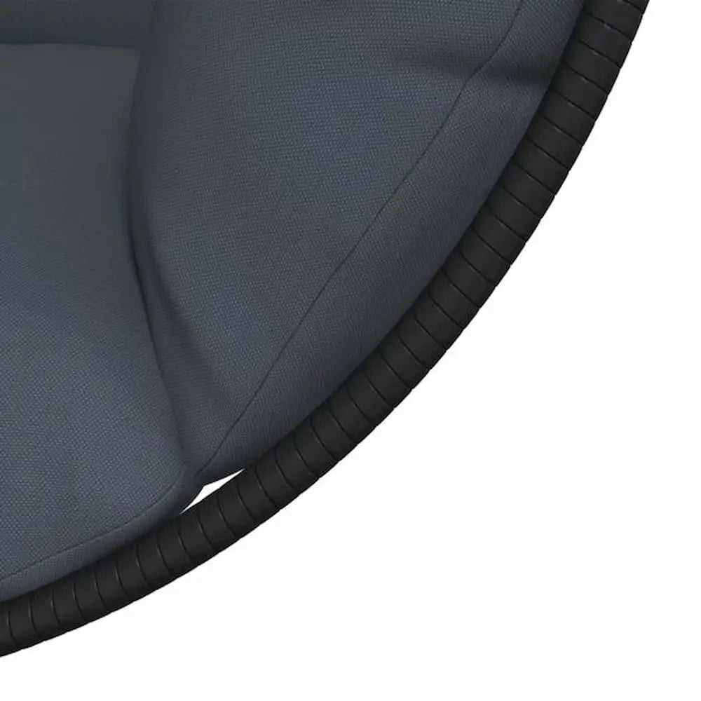 Close View of Anthracite Hanging Egg Chair with Stand and Cushion on White Background