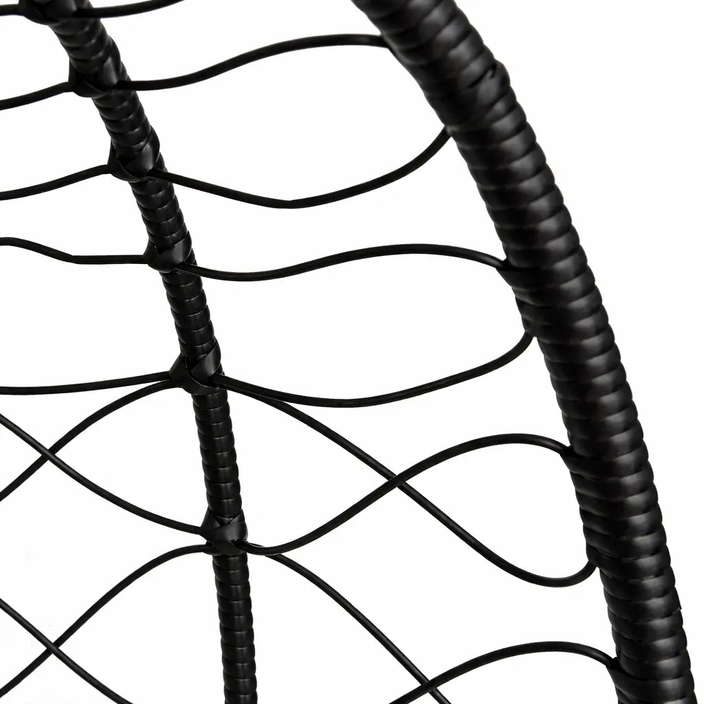 Close View of Anthracite Hanging Egg Chair on White Background