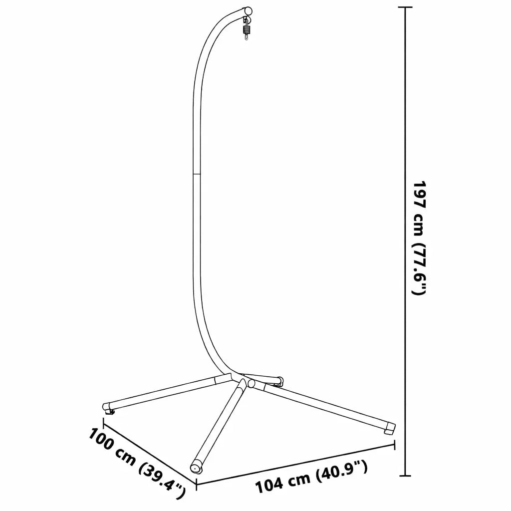 Dimensions of Anthracite Stand for Hanging Egg Chair on White Background