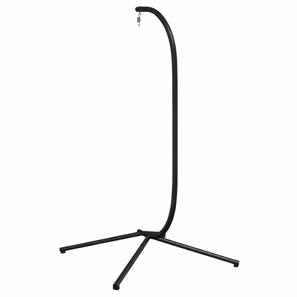 Back View of Black Stand for Hanging Egg Chair on White Background