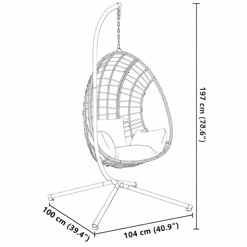 Dimensions of Anthracite Stand for Hanging Egg Chair on White Background
