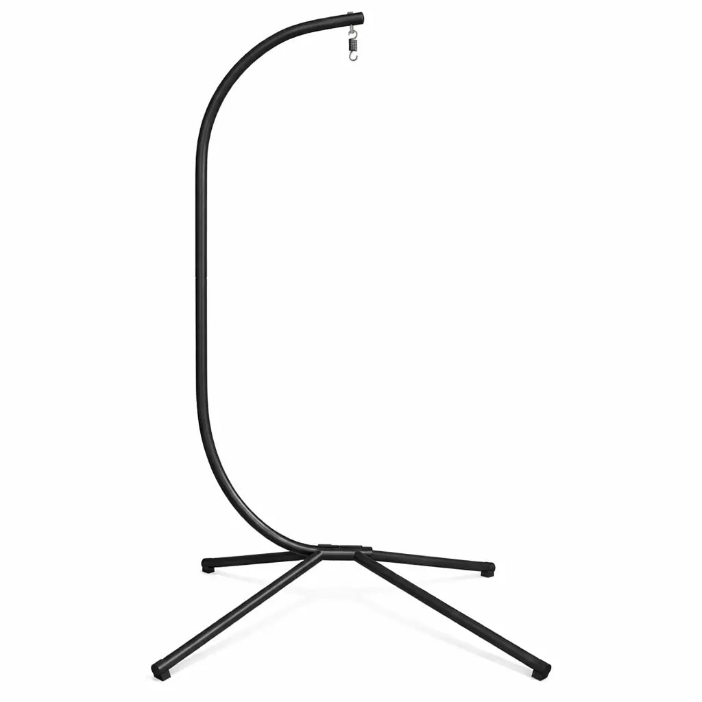 Side View of Black Stand for Hanging Egg Chair on White Background