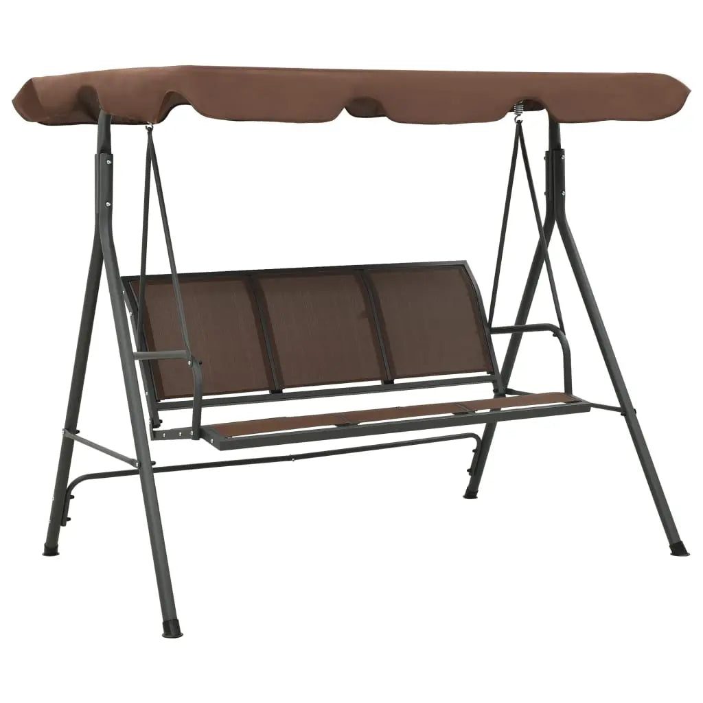Coffee Outdoor Garden Swing Bench with Canopy on White Background