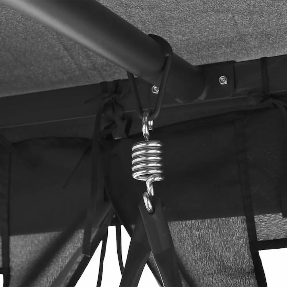 Close-up View of Anthracite Outdoor Convertible Swing Bench with Canopy on White Background